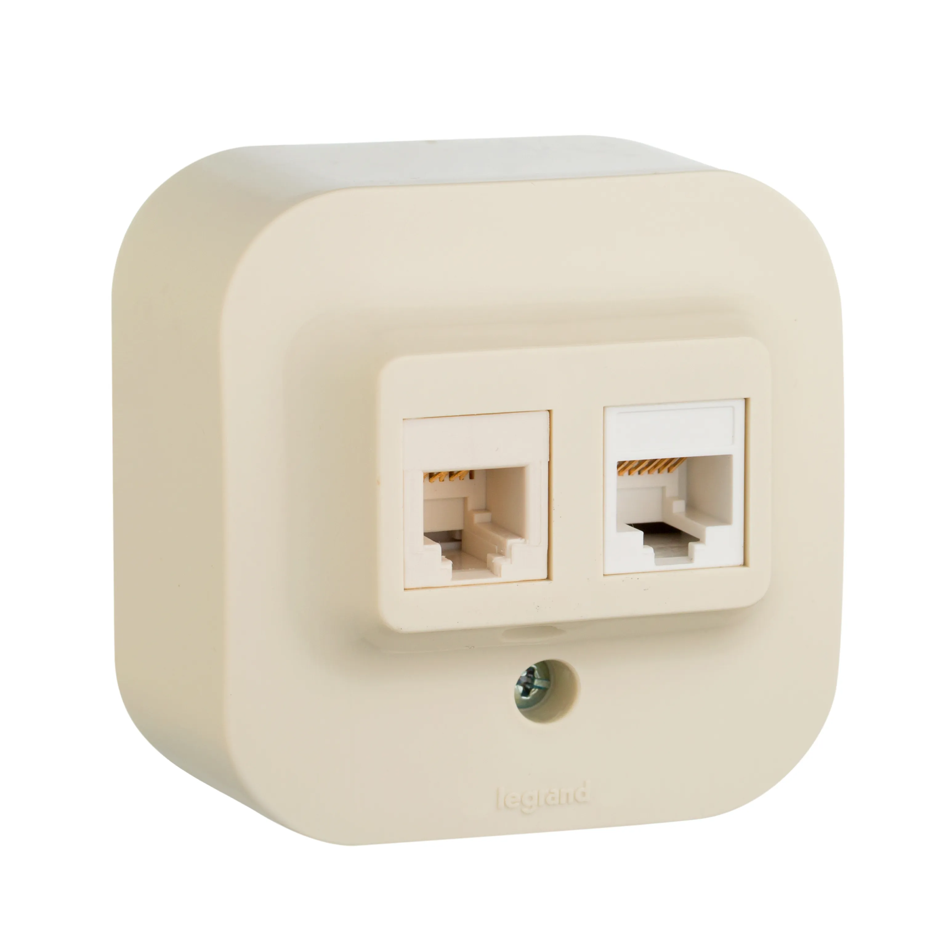 Quteo Розетка телефонная+компьютерная RJ11+RJ45 категория 5 UTP наружная бежевая
