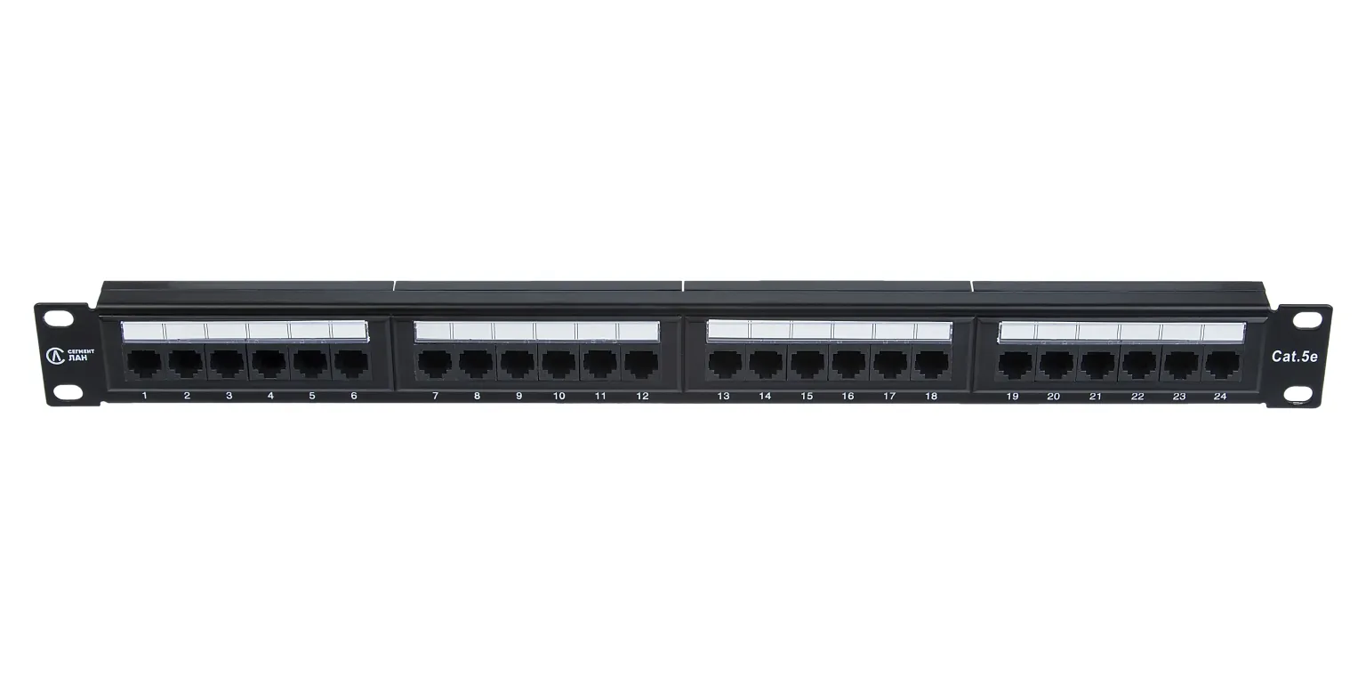 Панель коммутационнная СегментЛАН Cat5e 1U, 24 порта, UTP, RJ45, черная 