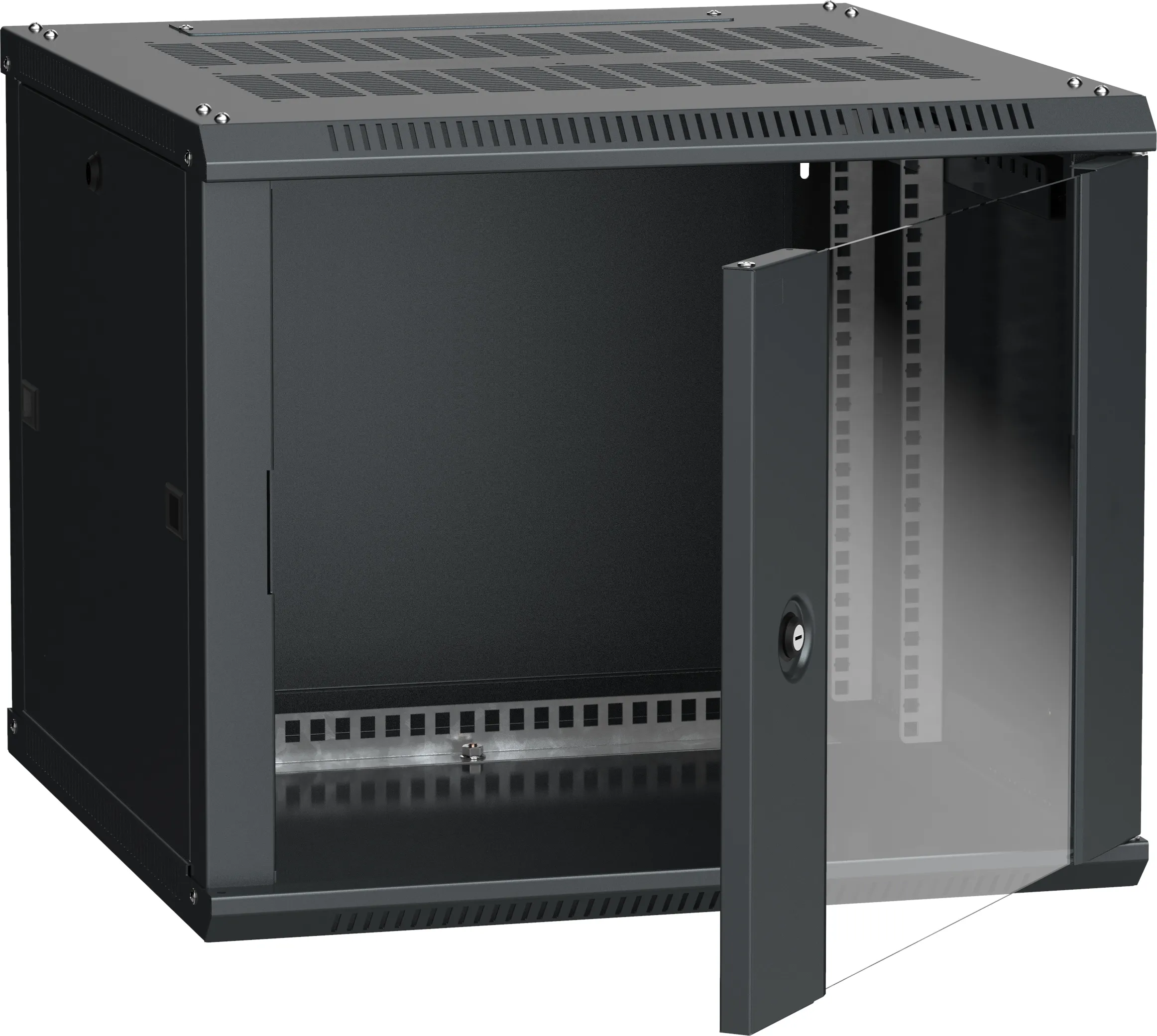 Шкаф настенный 19' LINEA W 9U 600x600мм стеклянная дверь RAL9005 