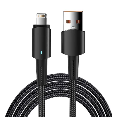 Кабель USB-A - Lightning для Apple, 2,4А, 1м, черный 