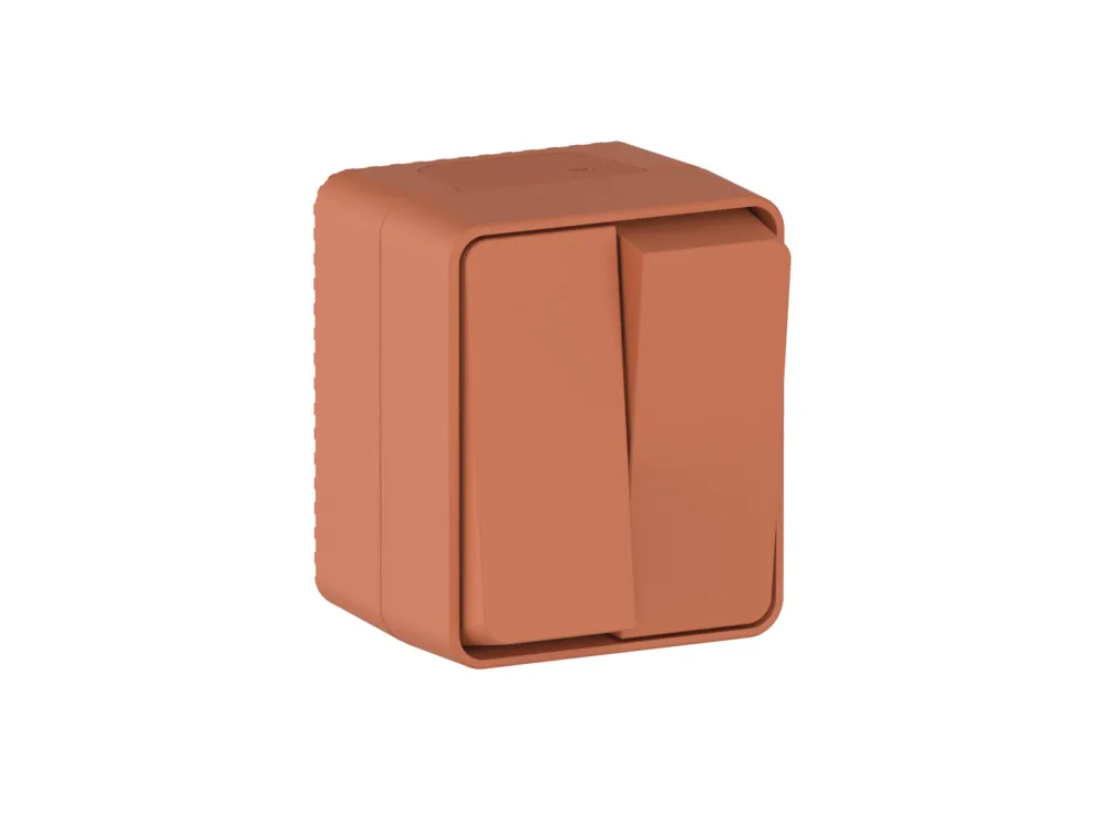 AtlasDesign PROFI IP54 О/У 2-клавишный ВЫКЛЮЧАТЕЛЬ 10 АХ, ТЕРРАКОТОВЫЙ