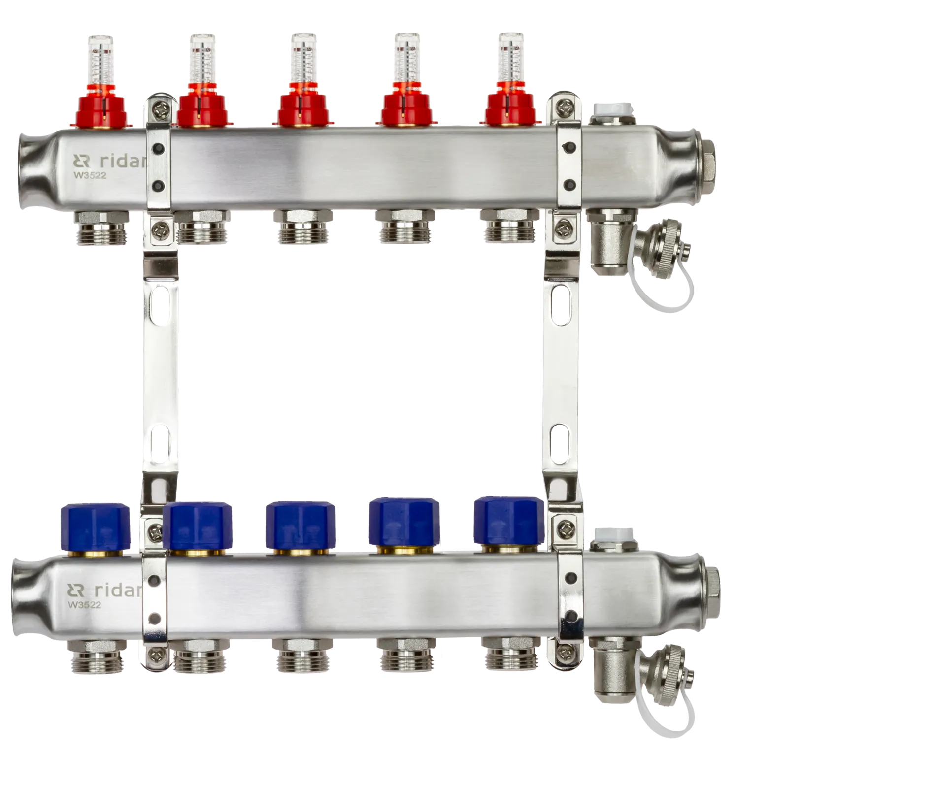 Коллекторная группа SSM-5RF set 5 контуров 1' x 3/4' с расходомерами и кронштейнами 