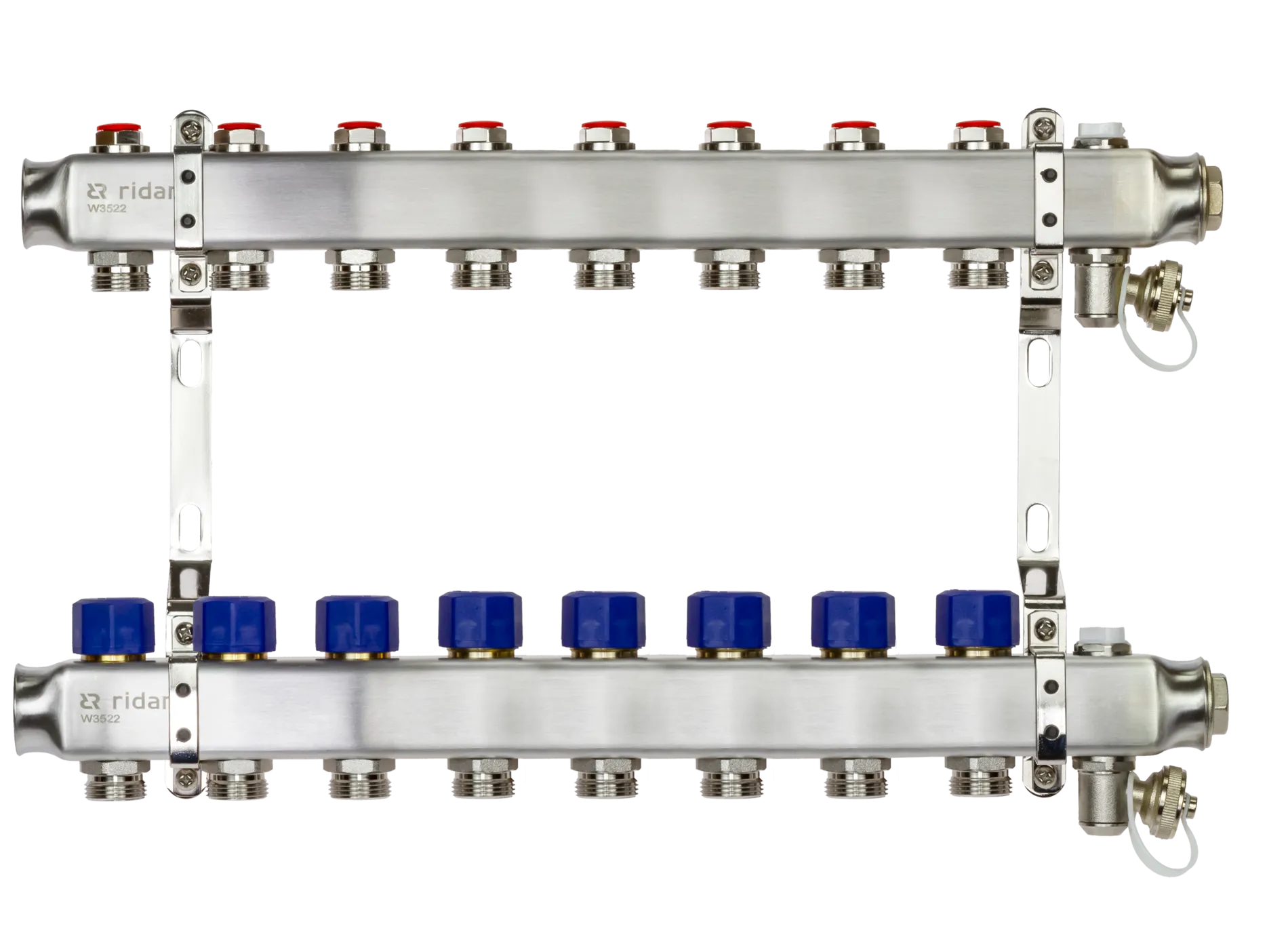 Коллекторная группа SSM-8R set 8 контуров 1' x 3/4' с термостатическими клапанами и кронштейнами 