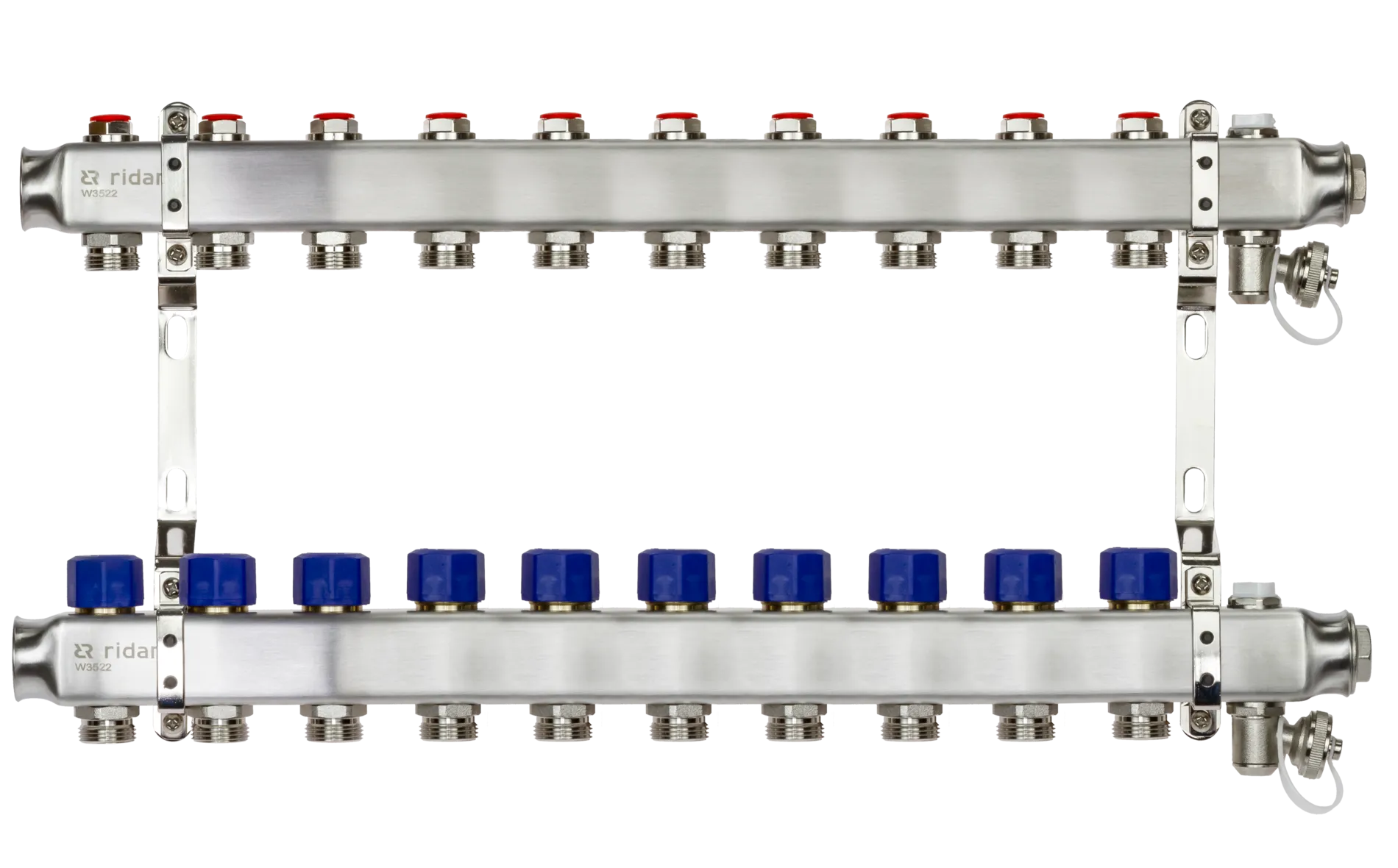 Коллекторная группа SSM-10R set 10 контуров 1' x 3/4' с термостатическими клапанами и кронштейнами 