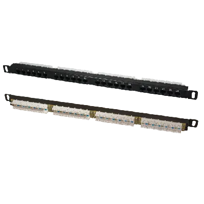 Патч-панель высокой плотности 19'. 24 порта RJ-45. UTP. Cat.5e. 0.5U 