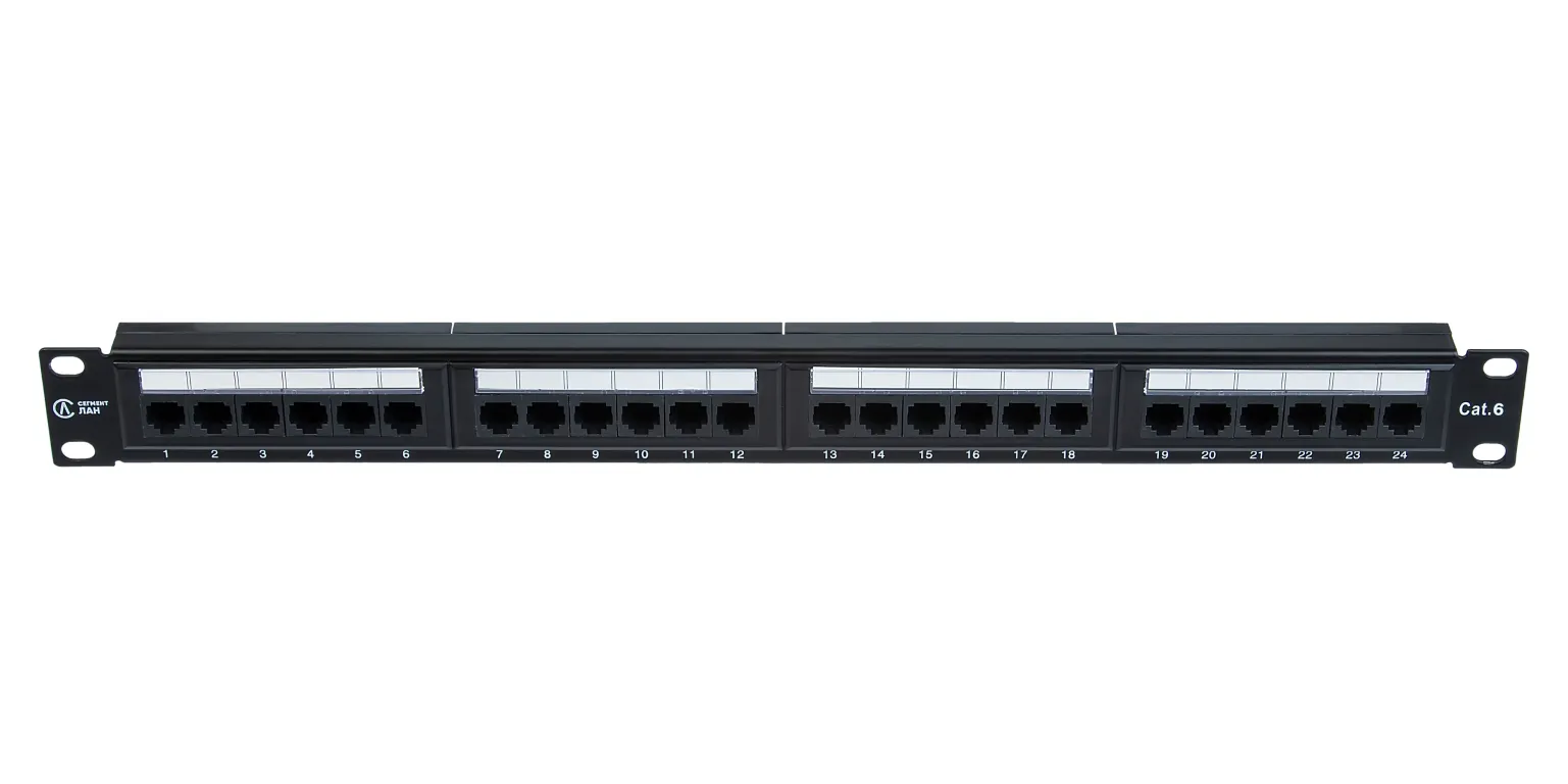 Панель коммутационнная СегментЛАН Cat6 1U, 24 порта, UTP, RJ45, черная 