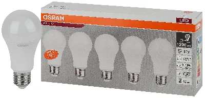 Лампа светодиодная LED 15 Вт E27 4000К 1200Лм груша 220 В (замена 125Вт) OSRAM паковка 5 штук