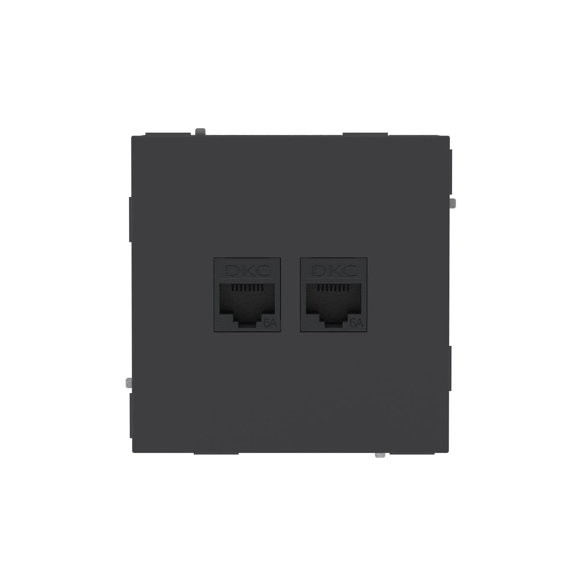 Компьютерная розетка RJ-45 без шторки, кат.6А двойная, KANT, черный уголь