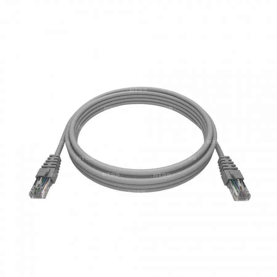 Патч-корд 2хRJ45/8P8C, T568B UTP 5e кат. литой 1 метр, LSZH, серый 