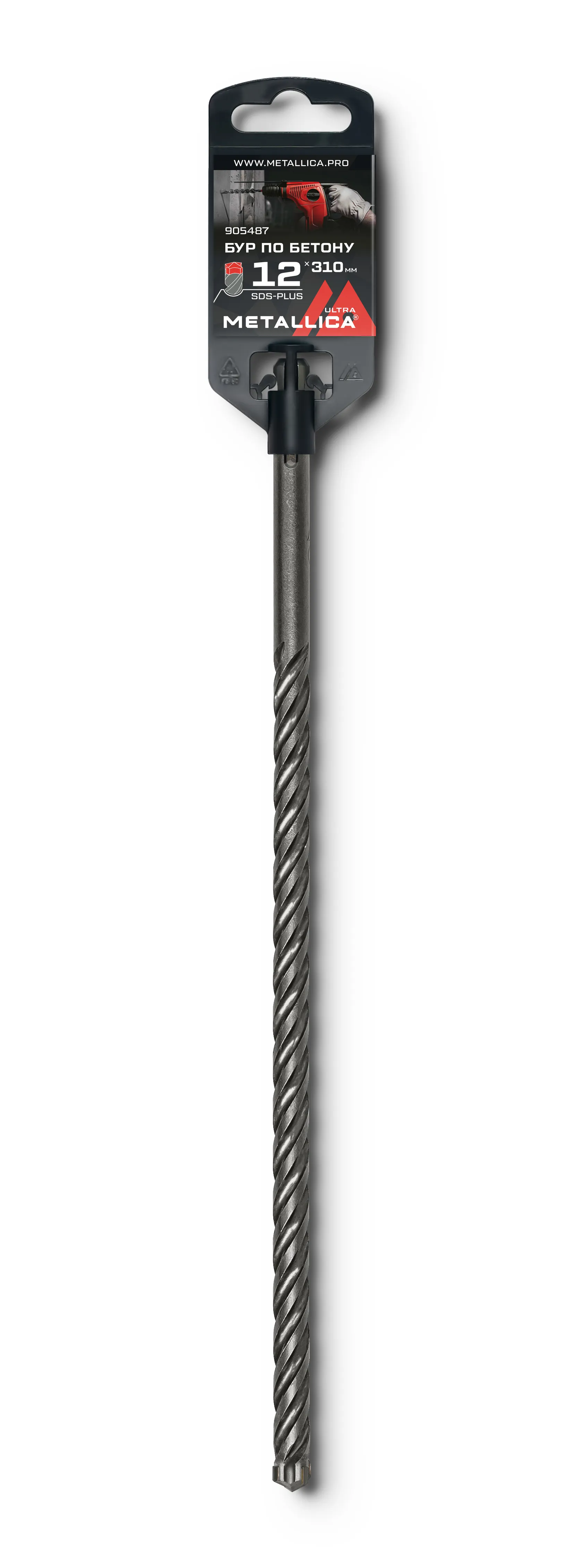 Бур по бетону SDS-plus 12 х310/250 мм, Х-напайка, 4 спирали