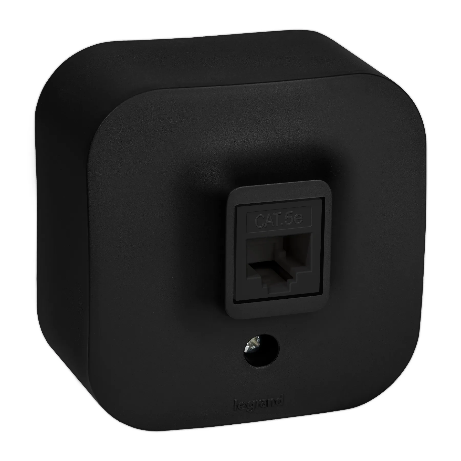 Розетка компьютерная RJ45 категория 5e UTP Legrand Quteo IP20 накладная чёрная матовая