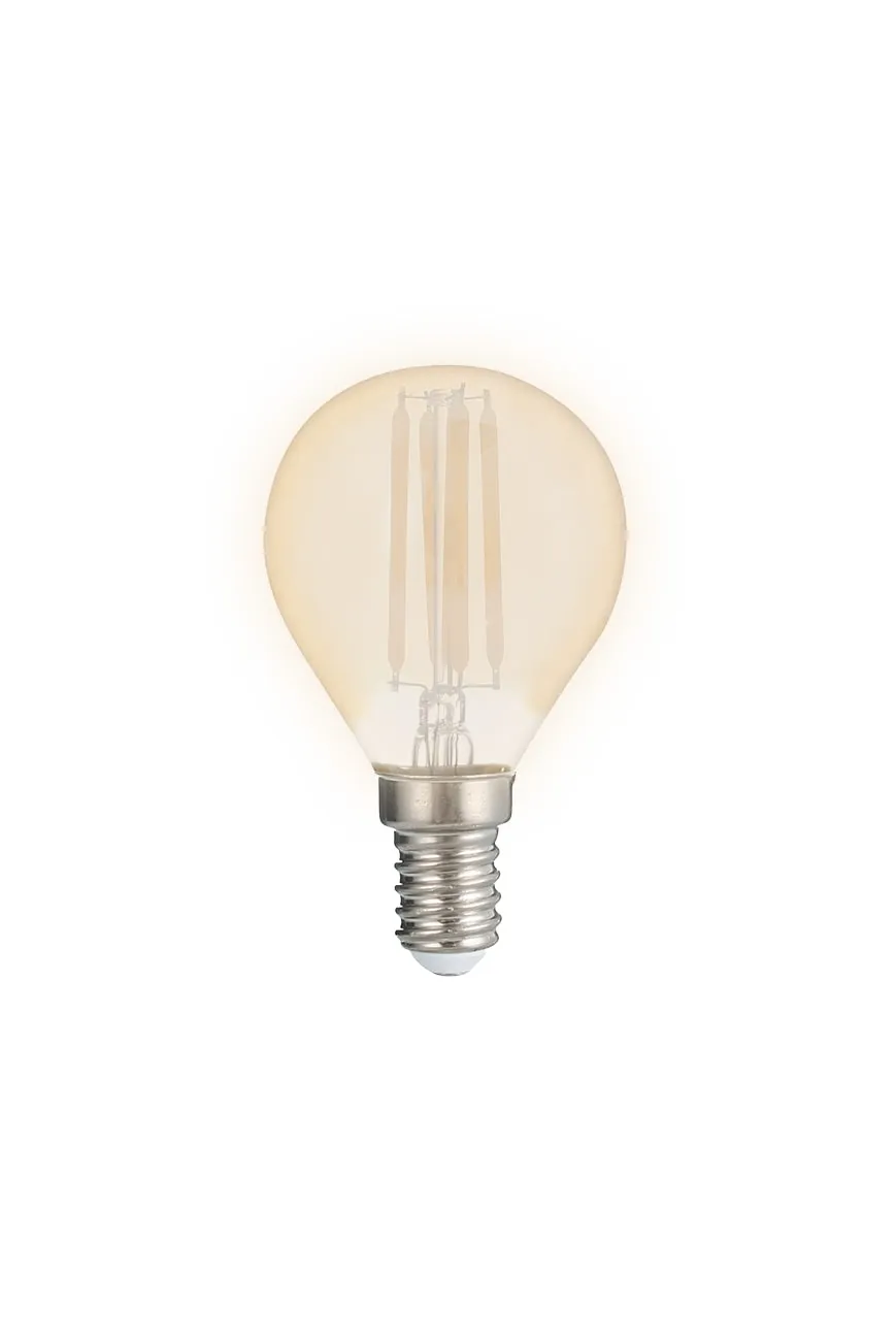 Лампа светодиодная декоративная LED 8w E14 3000K шар золотой филамент 230/50