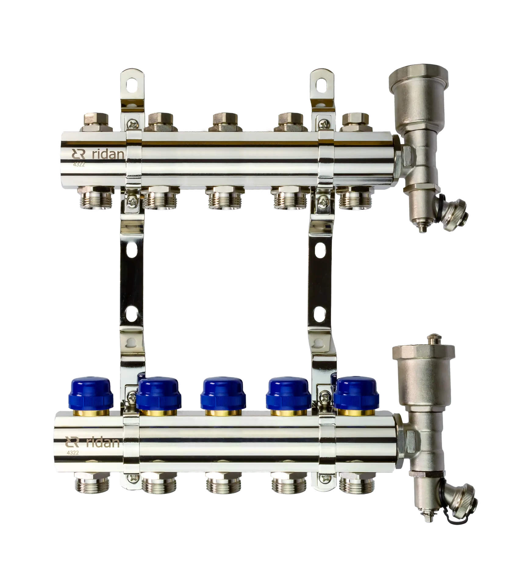Коллекторная группа FHF-5R set 5 контуров 1' х 3/4' c воздухоотводчиками и кронштейнами 