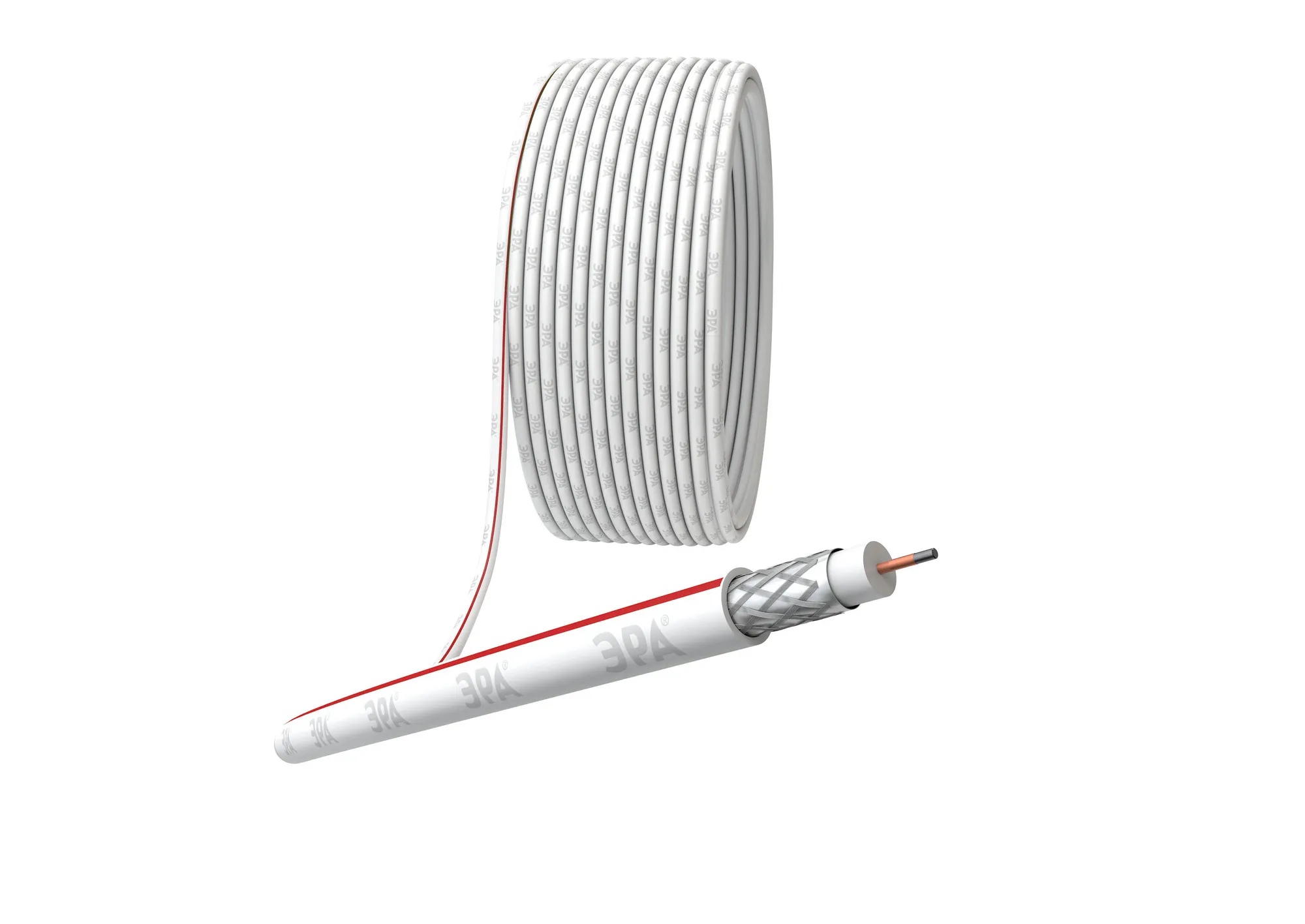 Кабель коаксиальный SAT 50 M 75 Ом CCS,  оплётка Al 75% PVC белый 100м ЭРА SIMPLE SL-M-75-PVC100