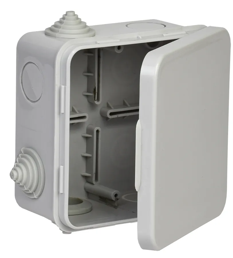 Коробка расп. КМ41256 100х100х50мм о/к IP54 8 вв. (7035)