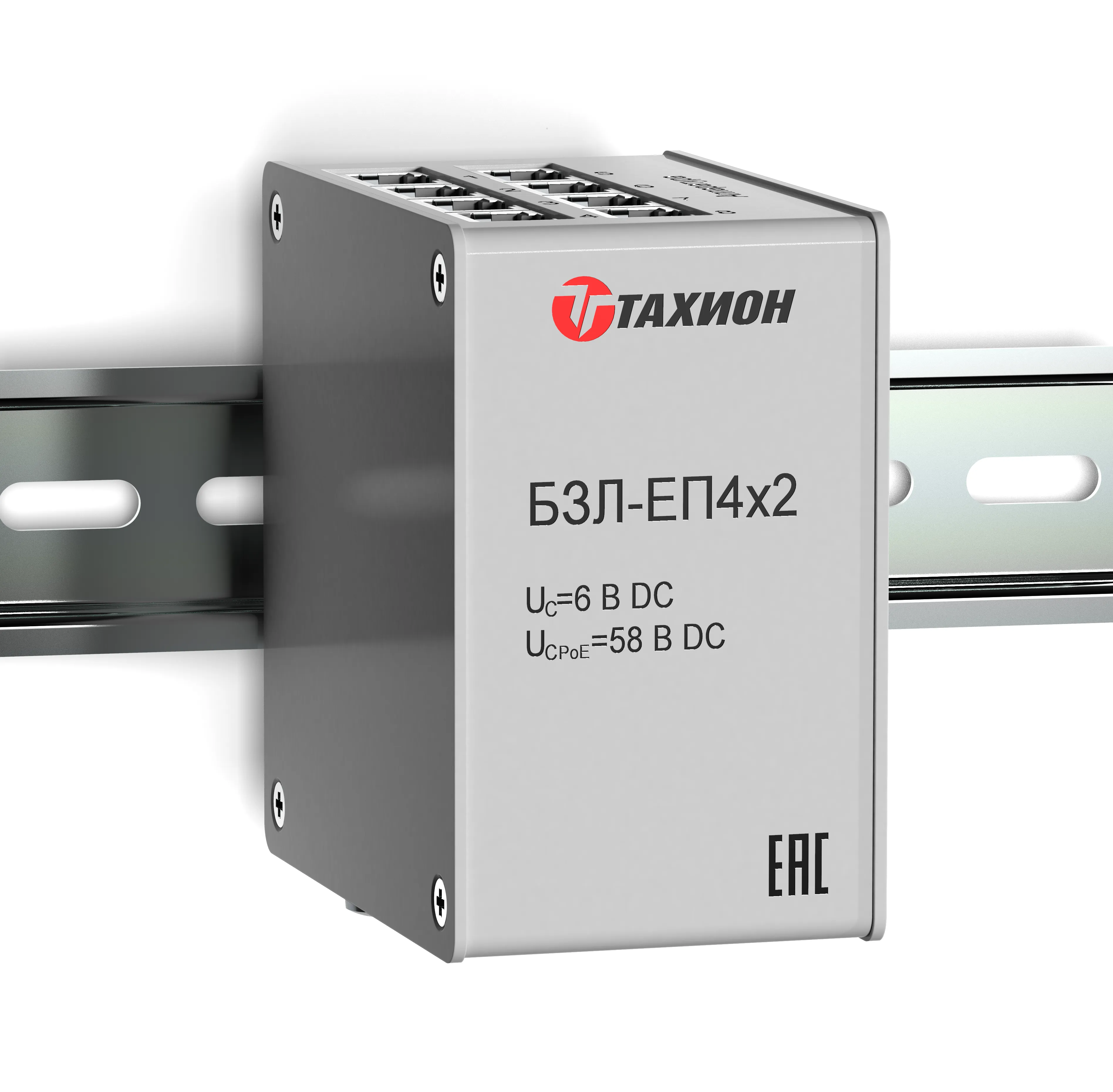 Блок защиты от импульсных перенапряжений 8-и портов локальной сети Ethernet 10 Base-T/100 Base-TX/1000 Base-T, PoE++, на DIN-рейку, IP20,  89х58х35мм (УЗИП, грозозащита) 