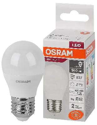 Лампа светодиодная LED 7 Вт E27 4000К 560Лм шарик 220 В (замена 60Вт) OSRAM