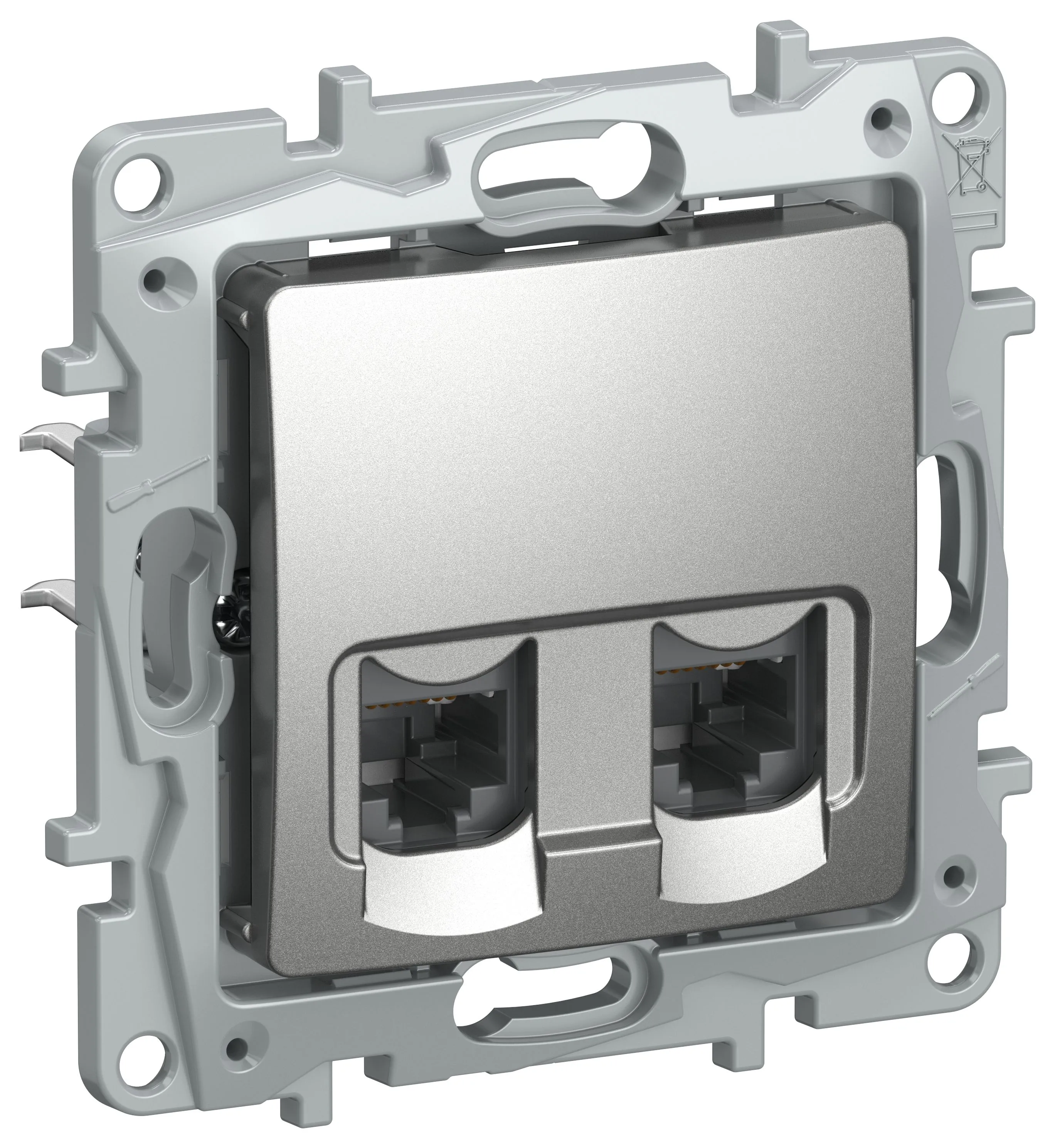 IEKETIKA Розетка компьютерная двойная RJ45 категория 5Е UTP 6724551 алюминий 