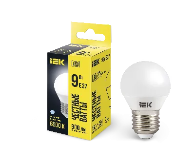 Лампа светодиодная LED 9вт Е27 дневной матовый шар ECO