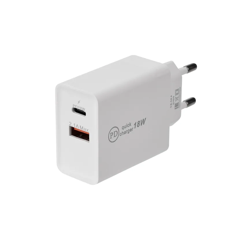 Устройство сетевое зарядное для iPhone, iPad Type-C + USB 3.0 с Quick charge, белое, 