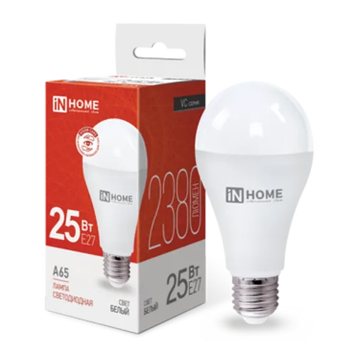 Лампа светодиодная LED-A65-VC 25Вт 230В Е27 4000К 2380Лм IN HOME