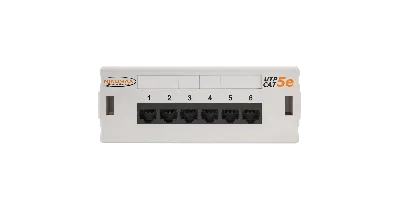 Панель настенная, 6 портов, Кат.5e, RJ45/8P8C, неэкран., светло-серая 