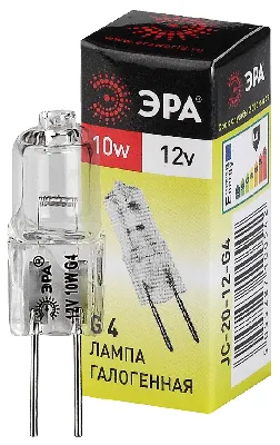 Лампа накаливания галогенная G4-JC-10W-12V (галоген, капсула, 10Вт, нейтр, G4) (100/1000/35000)