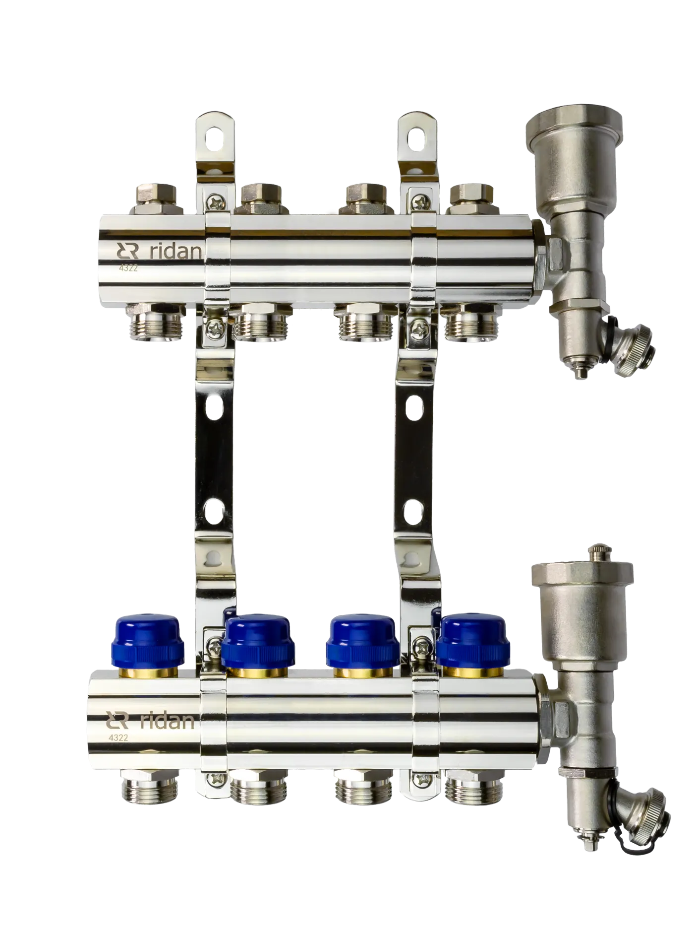 Коллекторная группа FHF-4R set 4 контура 1' х 3/4' c воздухоотводчиками и кронштейнами 