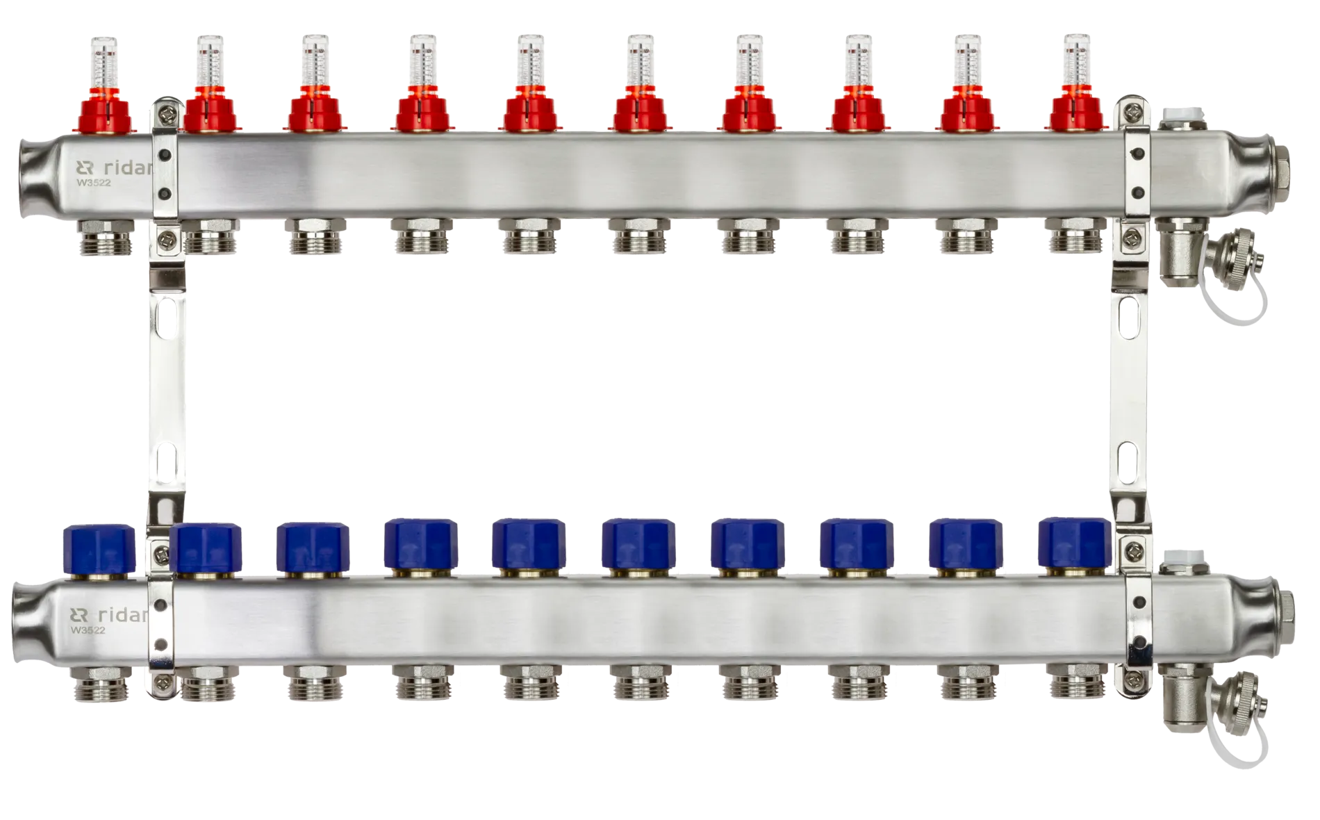 Коллекторная группа SSM-10RF set 10 контуров 1' x 3/4' с расходомерами и кронштейнами
