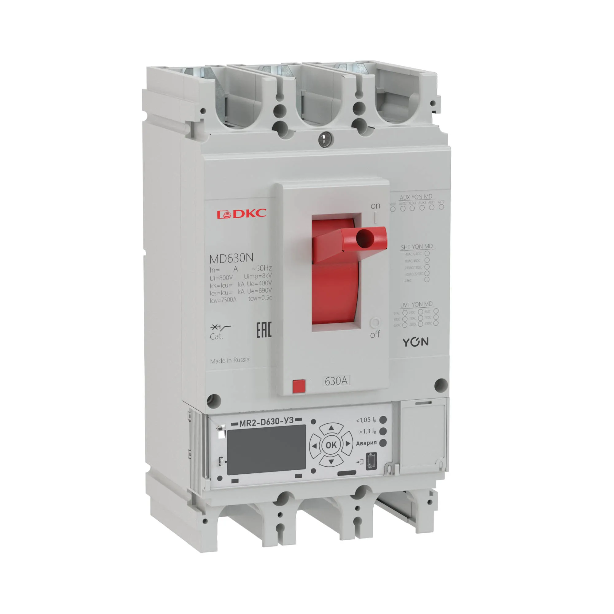 Выключатель автоматический в литом корпусе YON MD400N-MR2 3P 400А 40kA Ir 0.4...1xIn Isd 1.5...10xIn