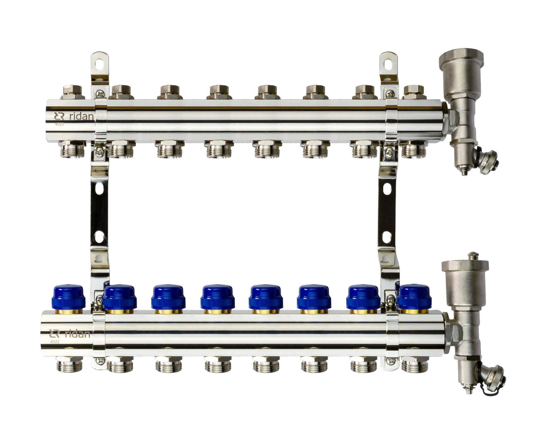 Коллекторная группа FHF-8R set 8 контуров 1' х 3/4' c воздухоотводчиками и кронштейнами 