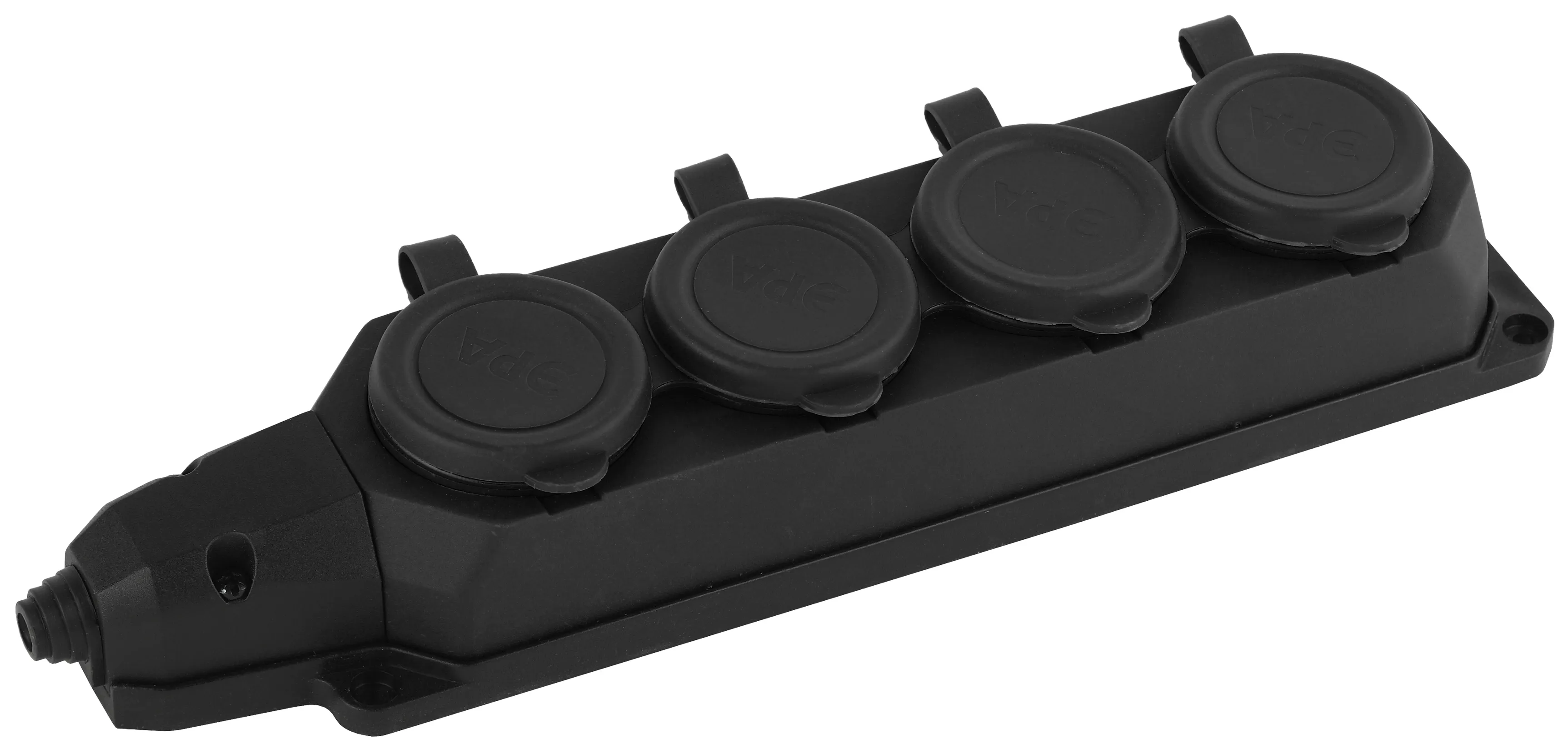 Колодка каучуковая с/з 4гн 16A IP44 черная        K-4e-B-IP44