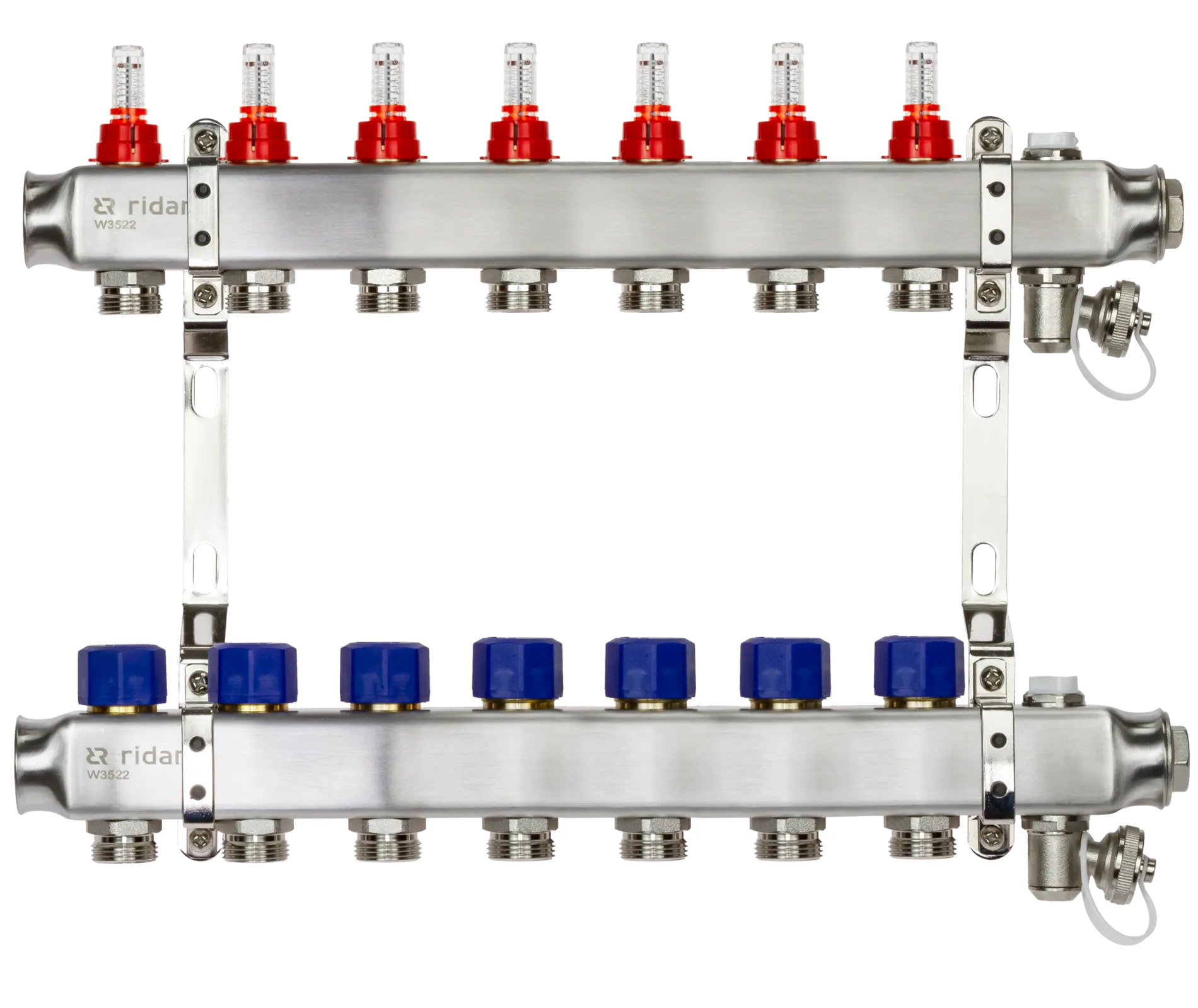 Коллекторная группа SSM-7RF set 7 контуров 1' x 3/4' с расходомерами и кронштейнами 