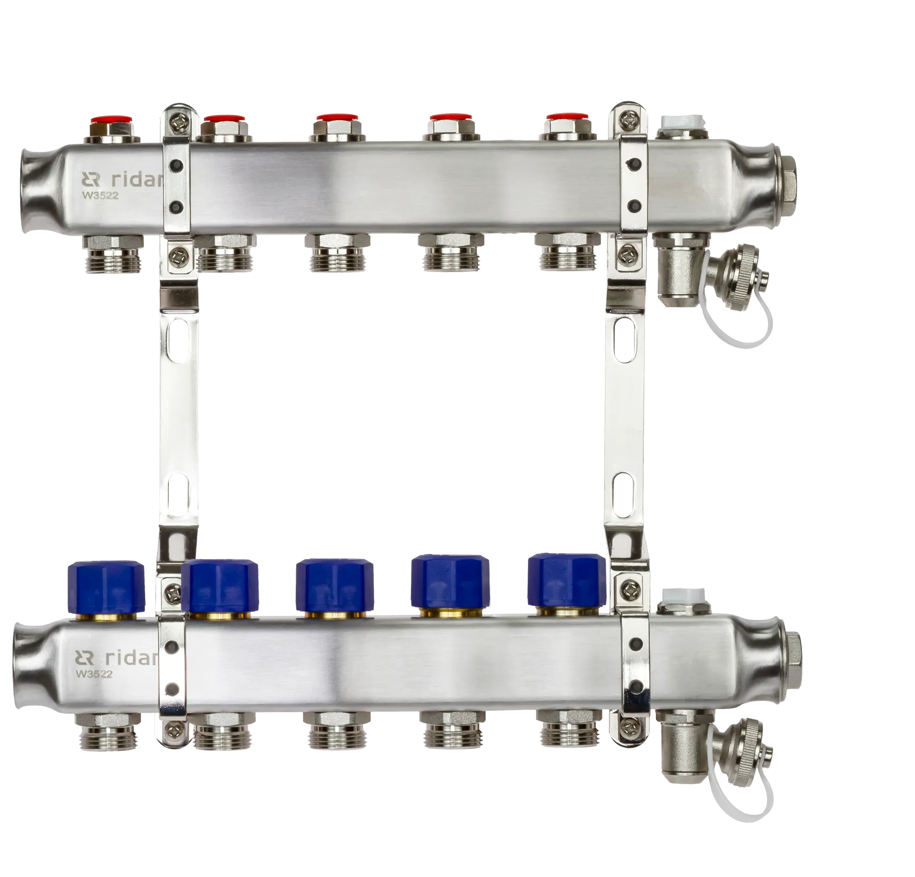 Коллекторная группа SSM-5R set 5 контуров 1' x 3/4' с термостатическими клапанами и кронштейнами 