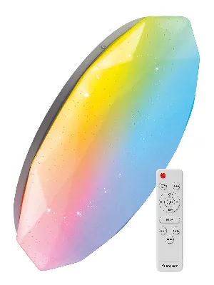 Светильник светодиодный ДБО-75 настенно-потолочный управляемый DIAMOND-RGB 230В 3000-6500K 6000Лм 502x83мм с RGB подсветкой 