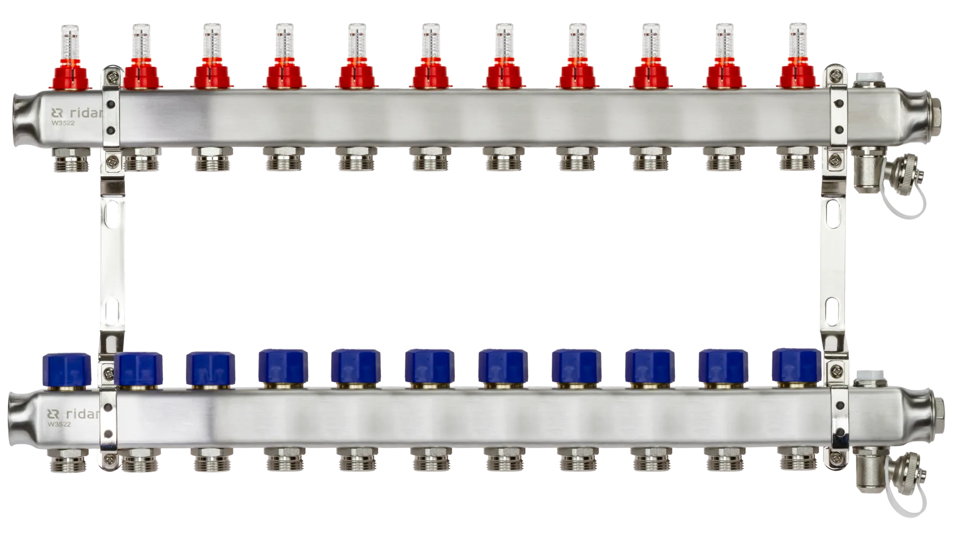 Коллекторная группа SSM-11RF set 11 контуров 1' x 3/4' с расходомерами и кронштейнами
