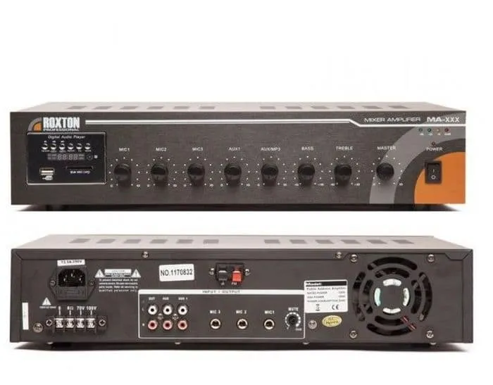 МР3-плеер-USB-FM-тюнер-усилитель 240Вт, 3 микр/2 лин входа, ИК-пульт ДУ