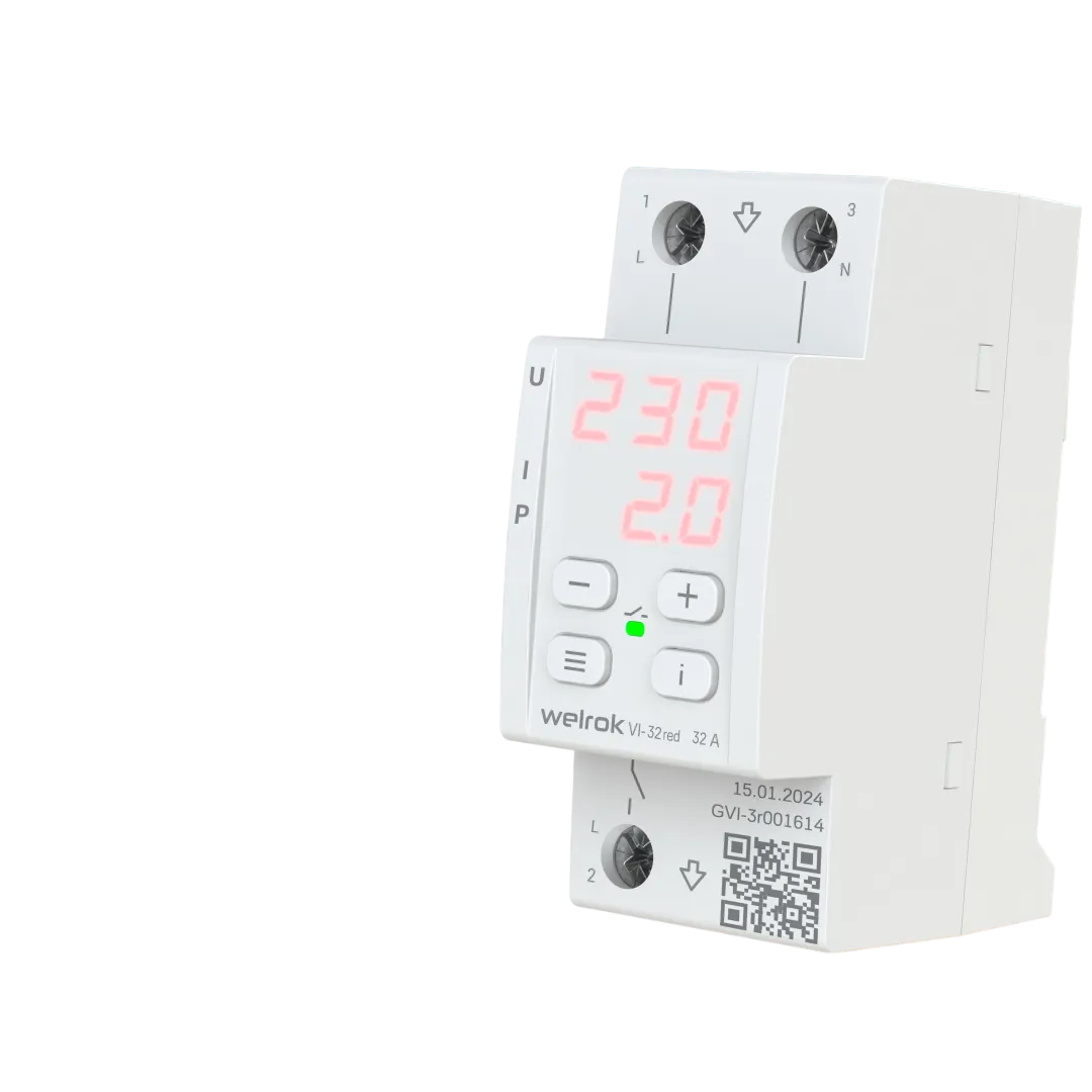 Реле напряжения c контролем тока Welrok VI-32 red 