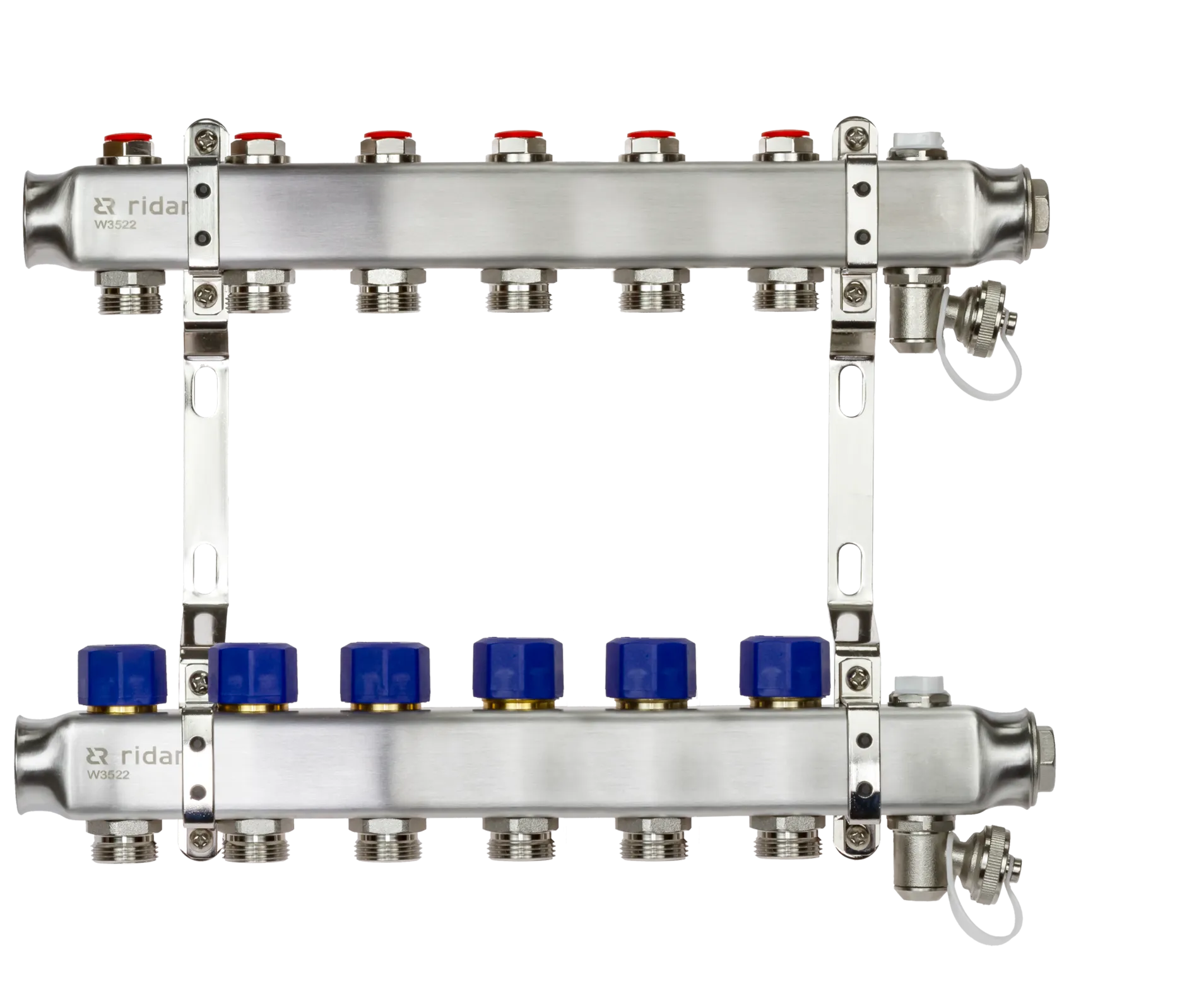 Коллекторная группа SSM-6R set 6 контуров 1' x 3/4' с термостатическими клапанами и кронштейнами 