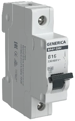 Автоматический выключатель ВА47-29М 1P 16А 4,5кА B GENERICA 