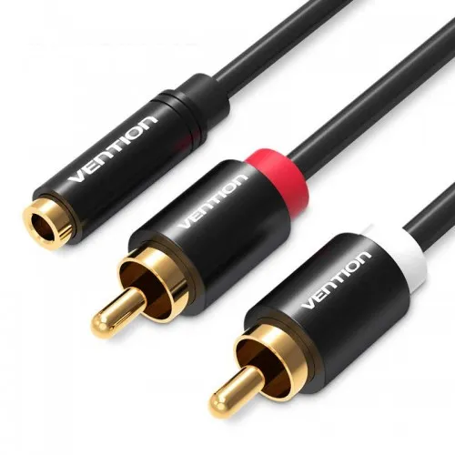 Аудио кабель Jack 3.5 мм F на 2RCA M, 1 м. 
