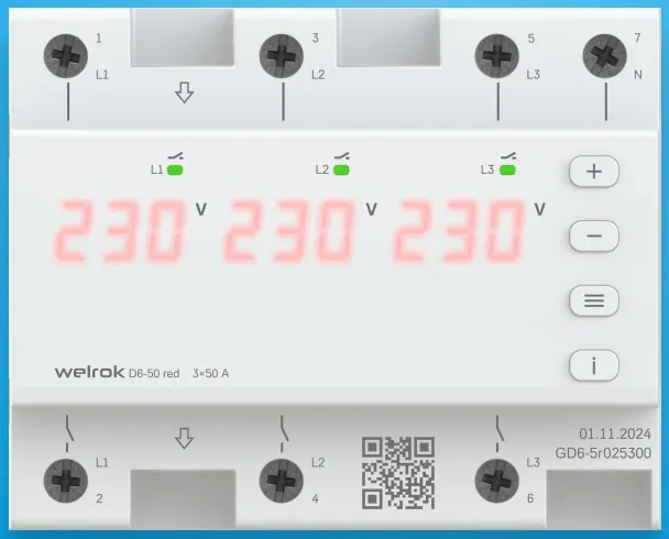 Реле напряжения welrok D6-50 red