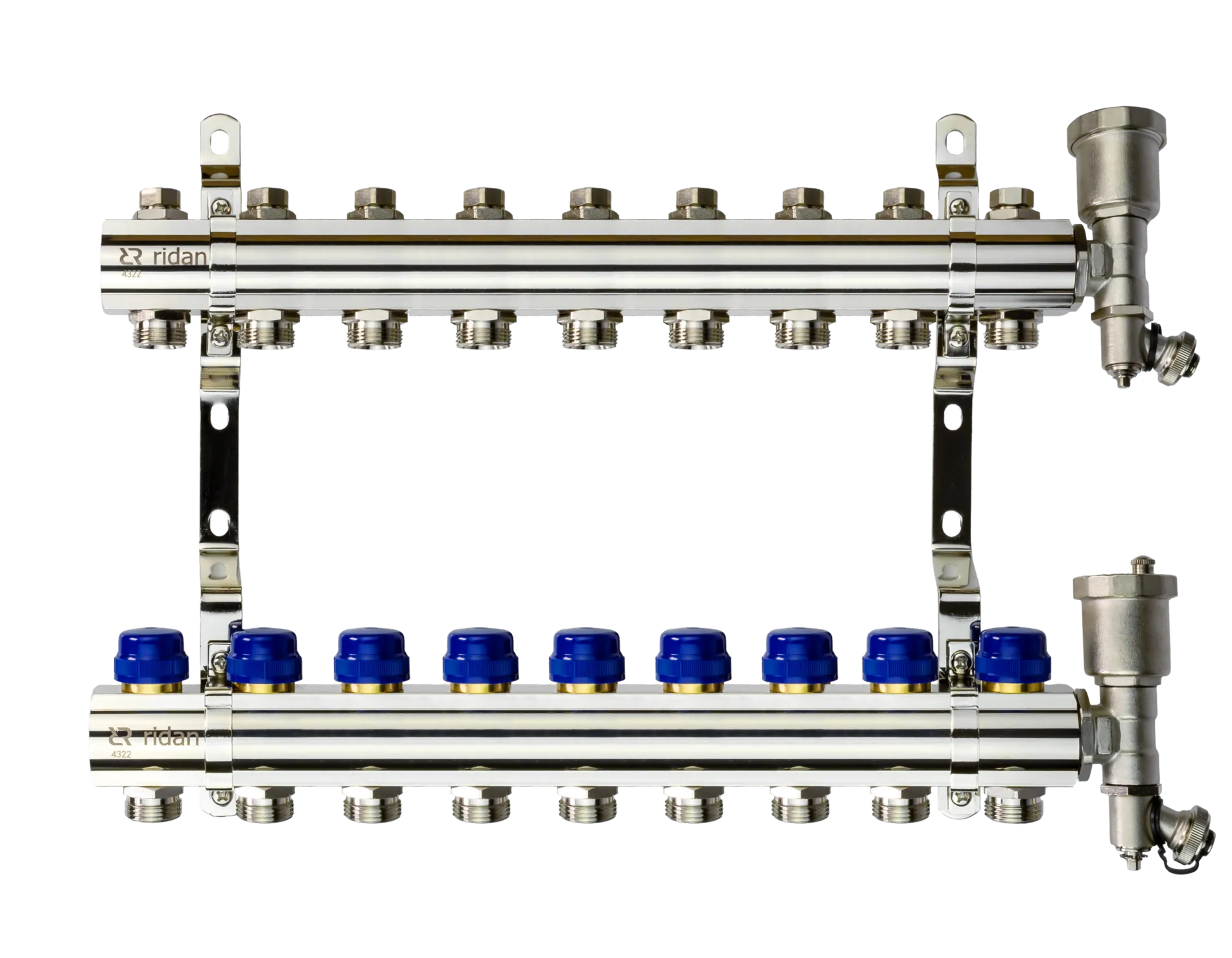 Коллекторная группа FHF-9R set 9 контуров 1' х 3/4' c воздухоотводчиками и кронштейнами 