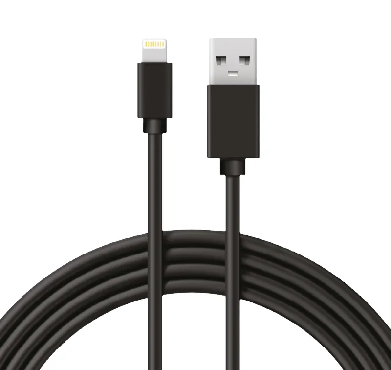 Кабель USB-Lightning 2 А, 1 м, черный ПВХ, 18-7050, 