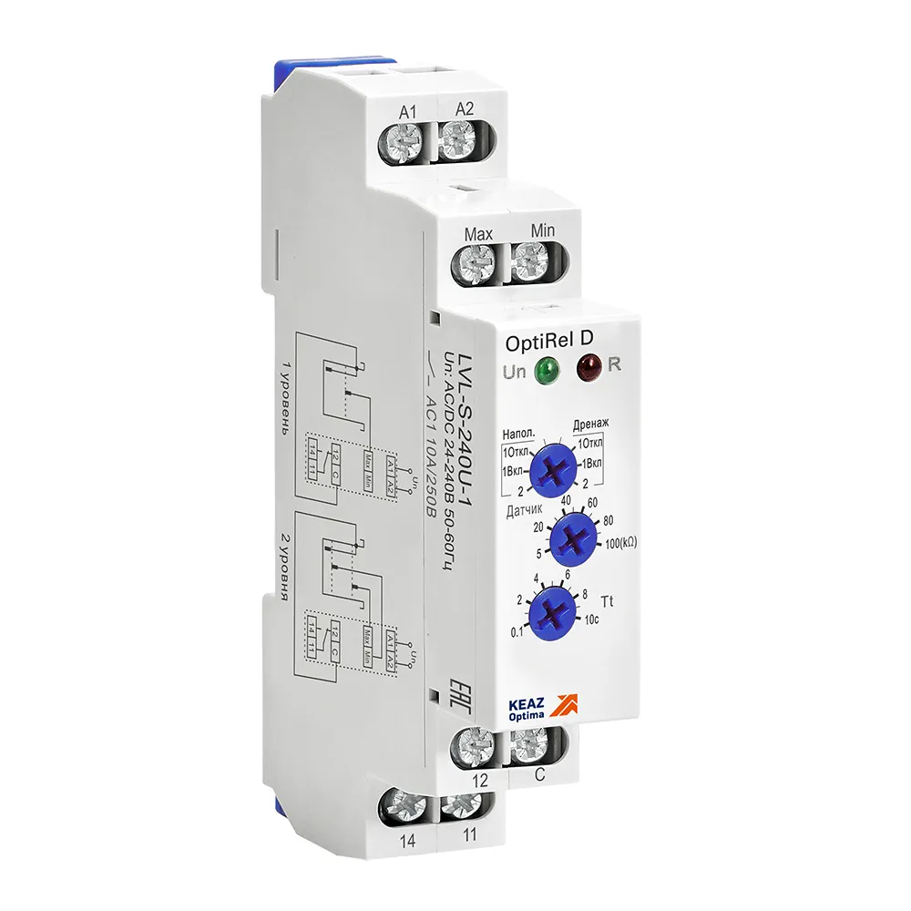 Реле контроля уровня OptiRel D LVL-S-240U-1 с датчиком 1,5м 10А 1СО 24-240АС/DC 
