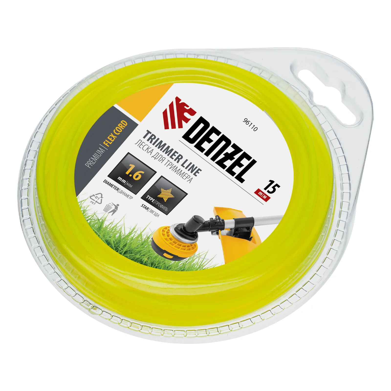 Леска для триммера звезда 1,6 мм х 15 м,  блистер FLEX CORD 