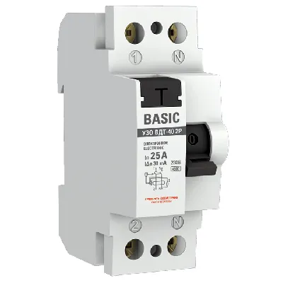 Устройство защитного отключения УЗО ВД-40 2P 25А/30мА электронный Basic 