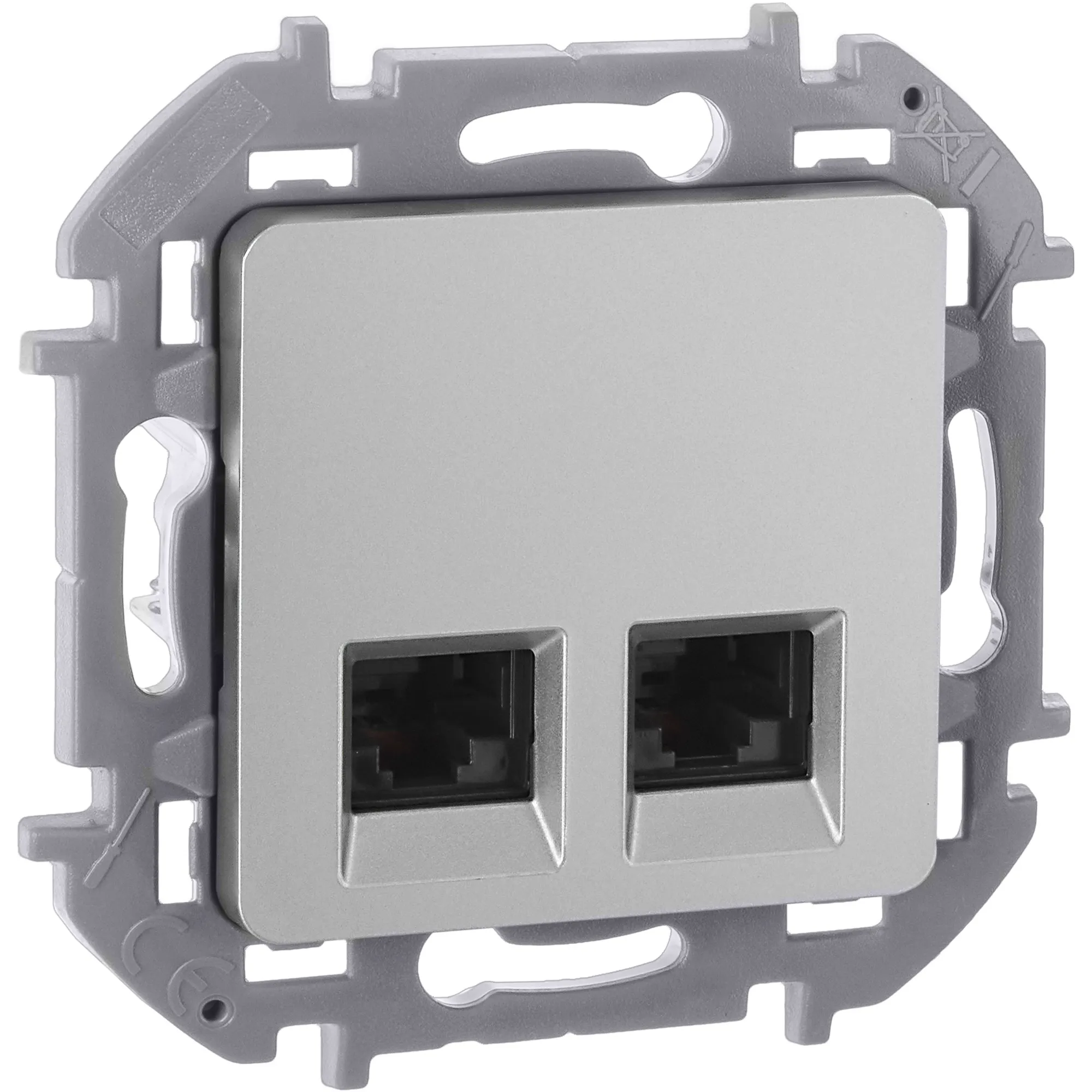 Розетка компьютерная двойная RJ45 категория 6 UTP алюминий INSPIRIA