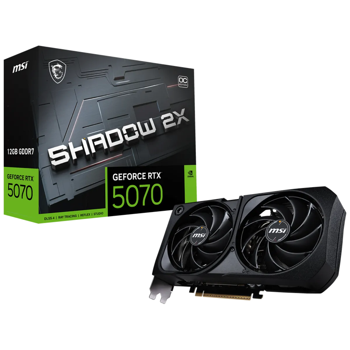 Видеокарта RTX5070 SHADOW 2X OC, 2FAN RTL, 12ГБ, GDDR7, PCI-Express 5.0 