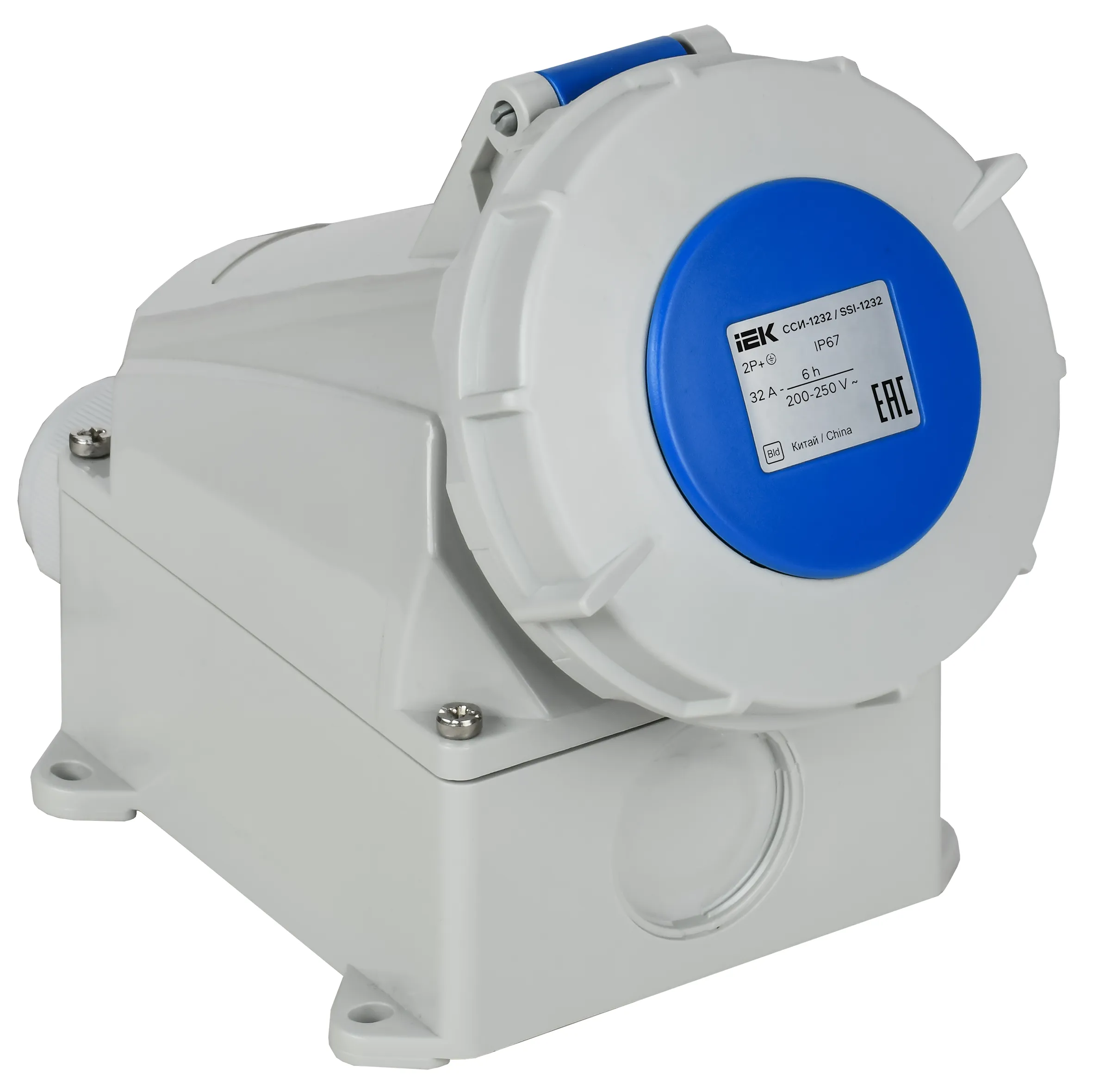Розетка стационарная ССИ-1232 32А 6ч 220В 2P+PE IP67 IEK 